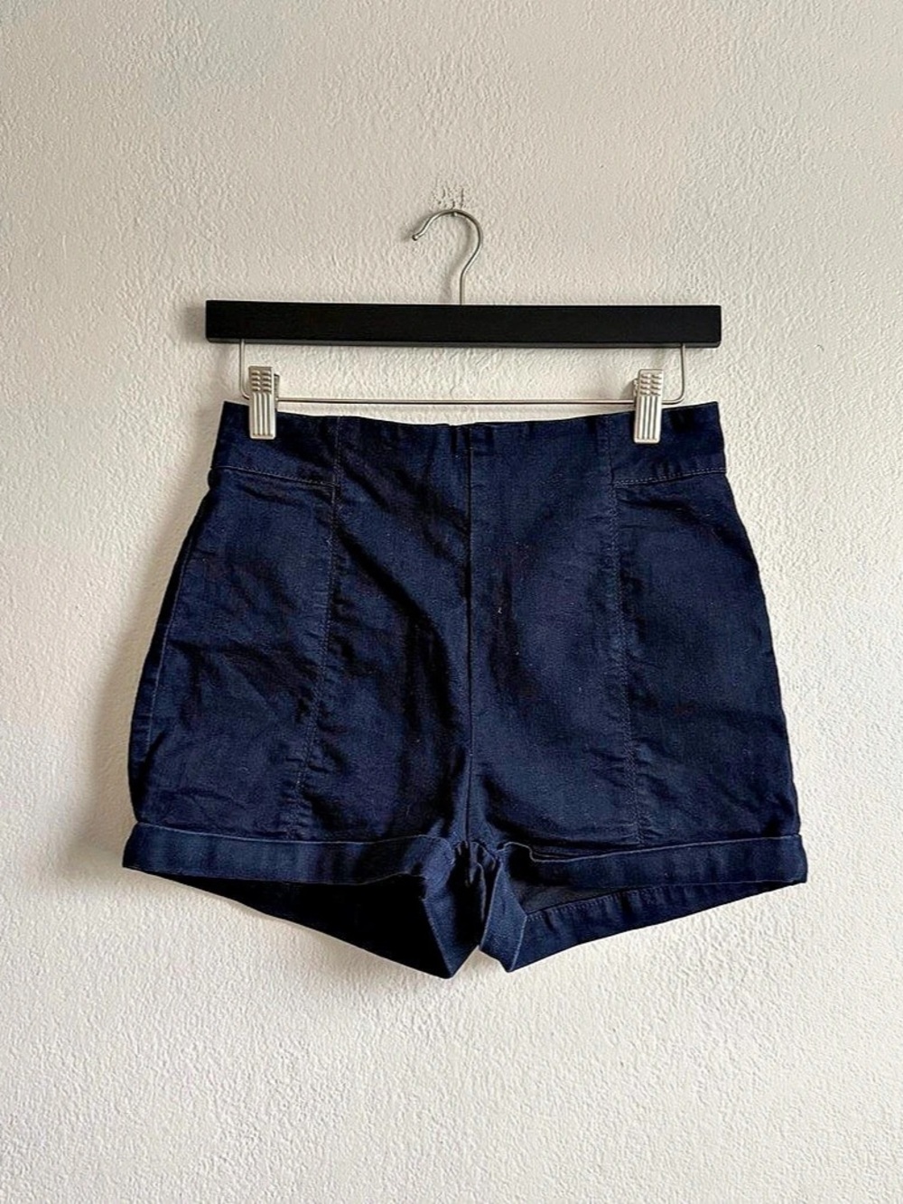 Cooper & Ella High Waist Cotton Shorts in Blue Size 6 Like New